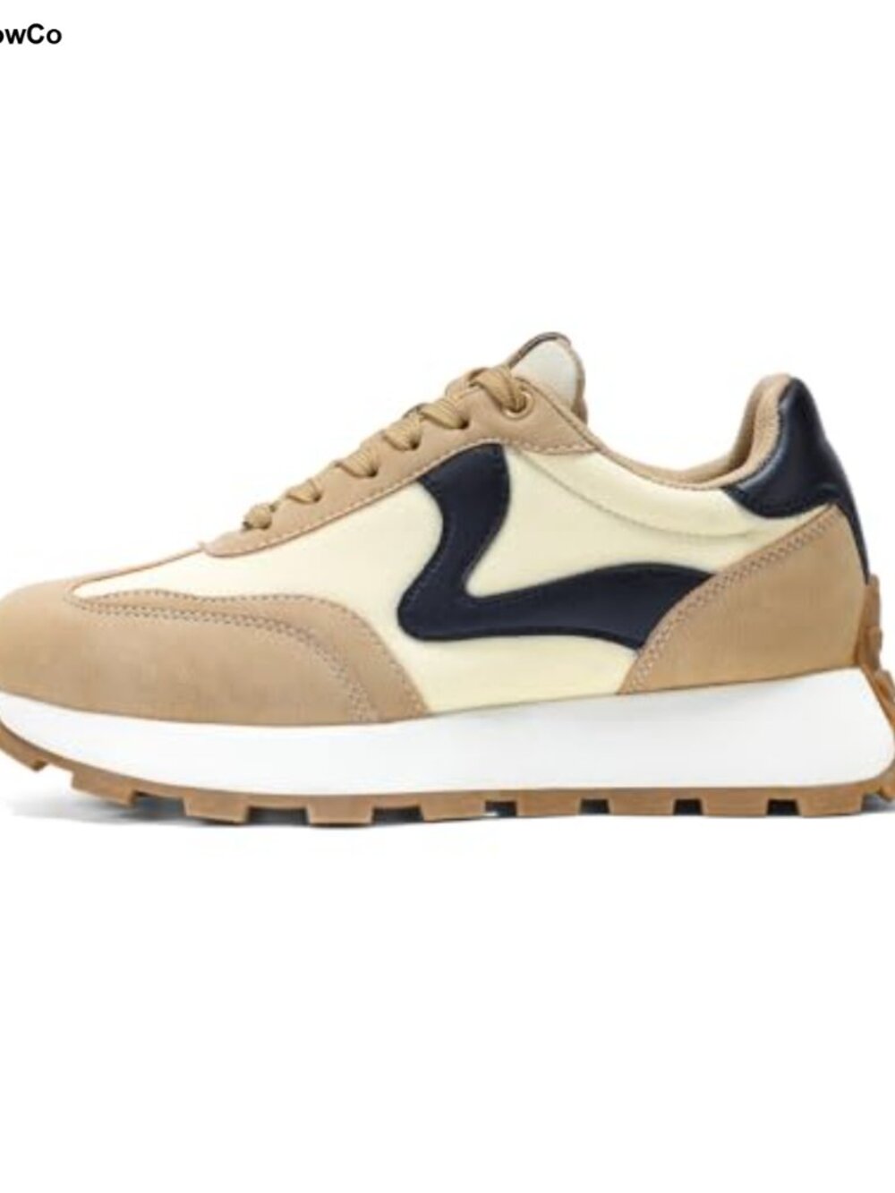 Platform Retro Tennis Sneakers Faux Leather Suede Slip Resistant Lace-Up
